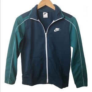 Nike Colorblock Track Jacket Boys Blue Full Zip Swoosh Logo Athletic Large